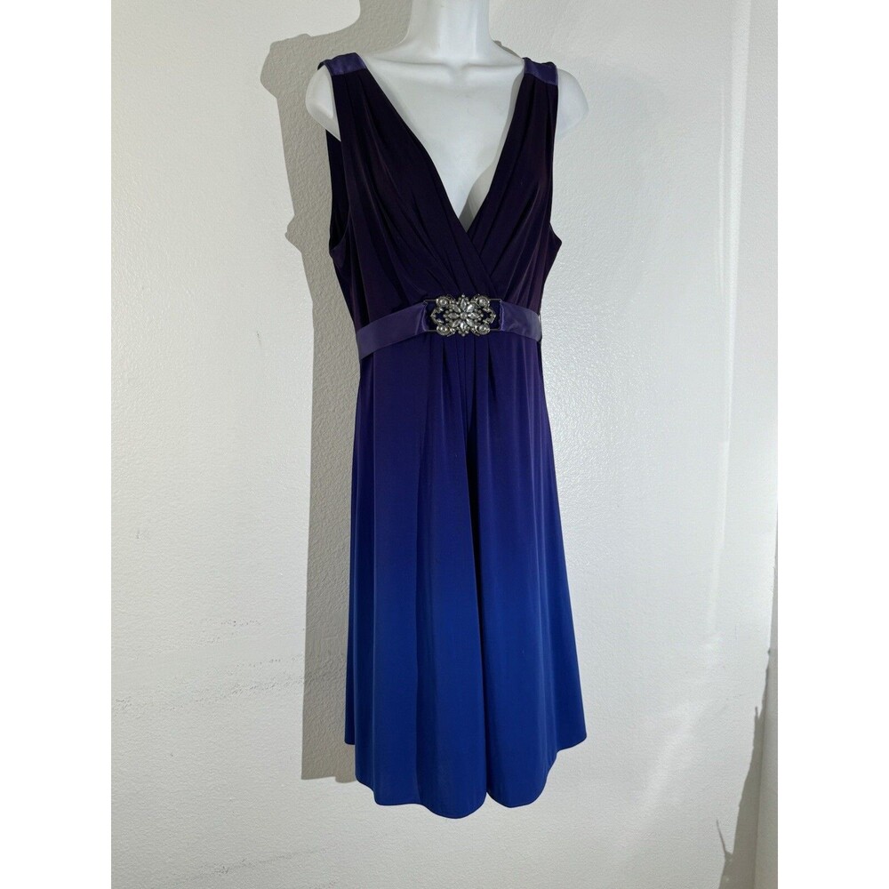 Scarlett Nite Dress Special Occasion Blue Purple Ombré Satin Jeweled Belt 16